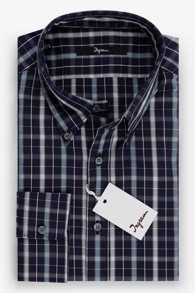 ingram Hemd Herren Ingram Slim Karo 100% Baumwolle kragen Button-Down Lange Ärmel