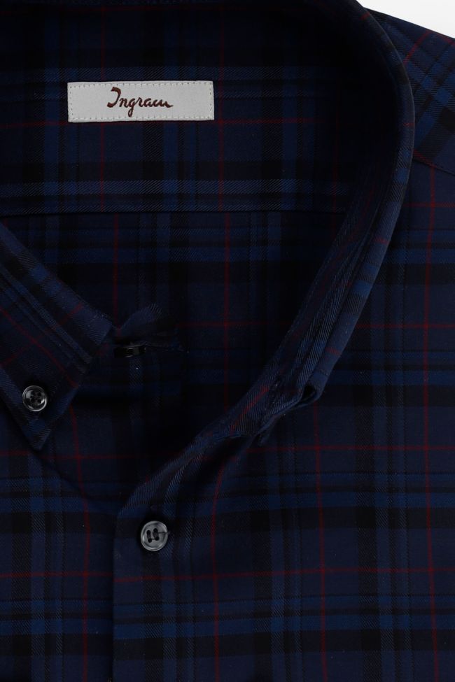 Ingram Hemd Herren Ingram Slim Karo 100% Baumwolle Kragen Button-Down Lange Ärmel