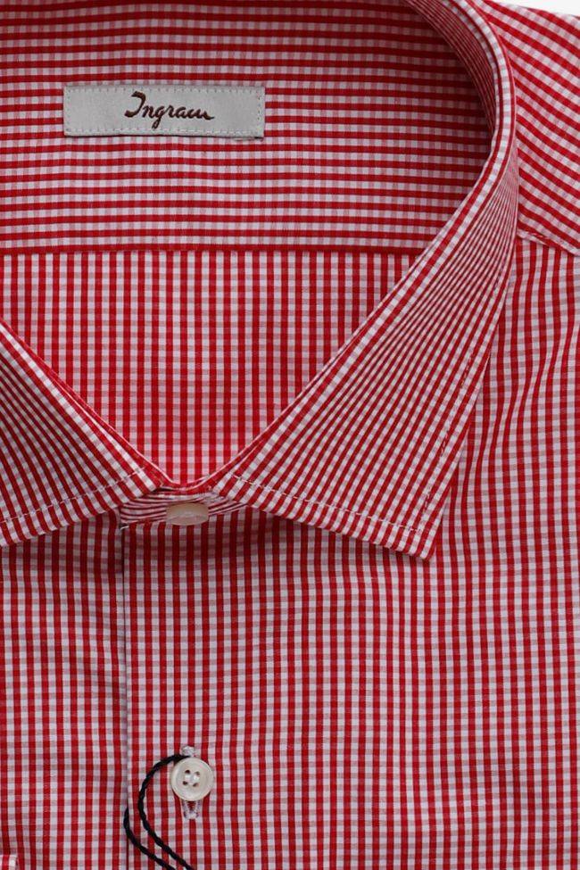 Ingram Hemd Herren Ingram Slim Karo 100% Baumwolle Kragen Französisch Lange Ärmel