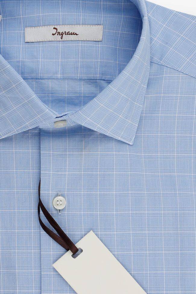 Ingram Hemd Herren Ingram Slim Karo 100% Baumwolle Kragen Italienisch Lange Ärmel
