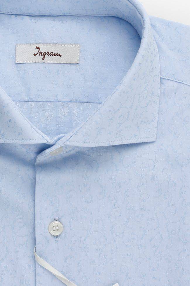 Ingram Hemd Herren Ingram Slim Muster 100% Baumwolle Kragen Französisch Lange Ärmel