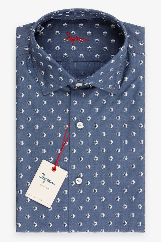 ingram Hemd Herren Ingram Slim Muster 100% Baumwolle kragen Italienisch Lange Ärmel