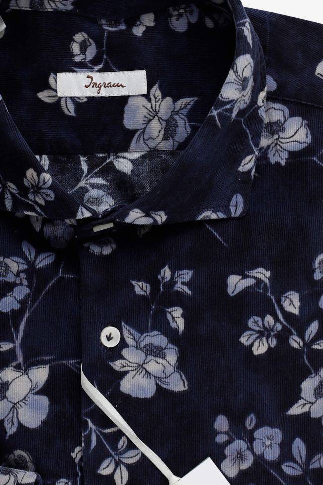 Ingram Hemd Herren Ingram Slim Muster 100% Baumwolle Kragen Französisch Lange Ärmel
