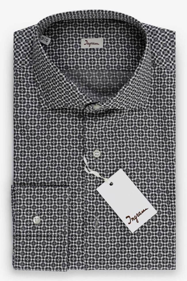 ingram Hemd Herren Ingram Slim Muster 100% Baumwolle kragen Französisch Lange Ärmel