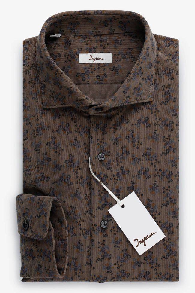 Ingram Hemd Herren Ingram Slim Muster 100% Baumwolle Kragen Französisch Lange Ärmel