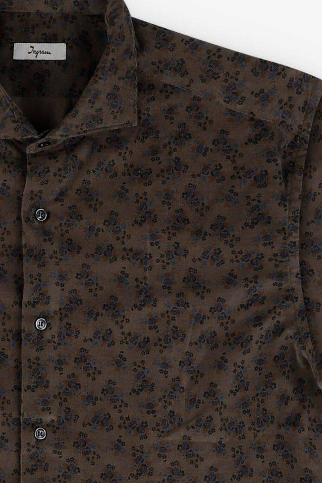 Ingram Hemd Herren Ingram Slim Muster 100% Baumwolle Kragen Französisch Lange Ärmel