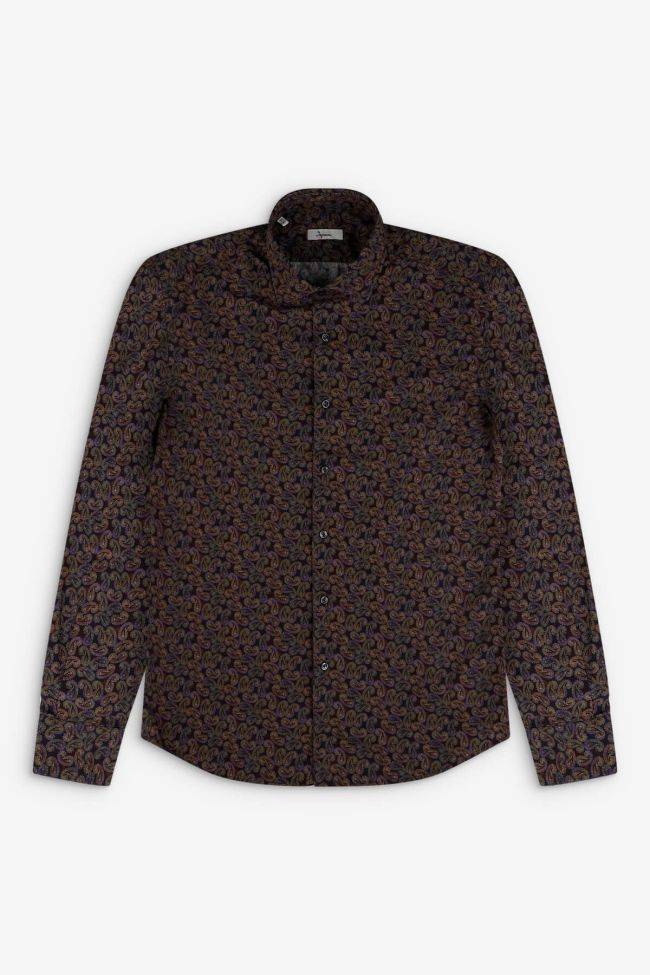 Ingram Hemd Herren Ingram Slim Muster 100% Baumwolle Kragen Französisch Lange Ärmel