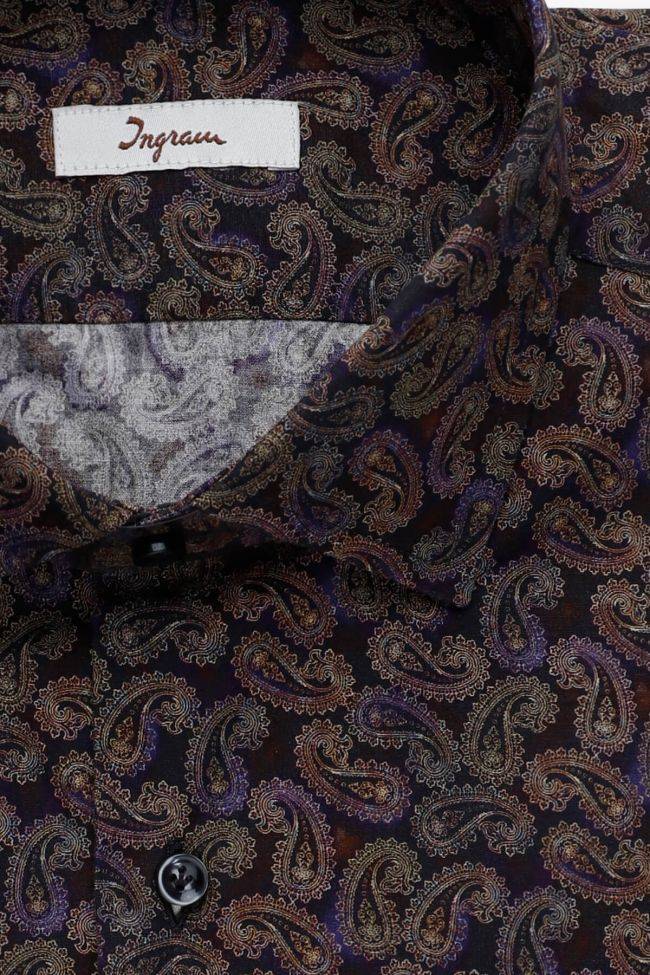 Ingram Hemd Herren Ingram Slim Muster 100% Baumwolle Kragen Französisch Lange Ärmel