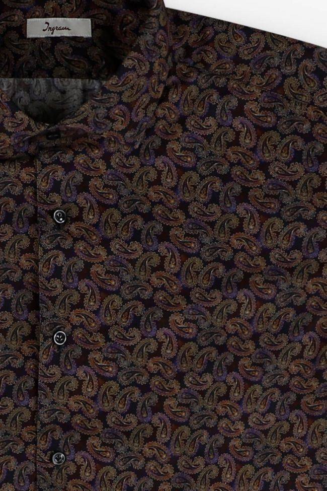 Ingram Hemd Herren Ingram Slim Muster 100% Baumwolle Kragen Französisch Lange Ärmel