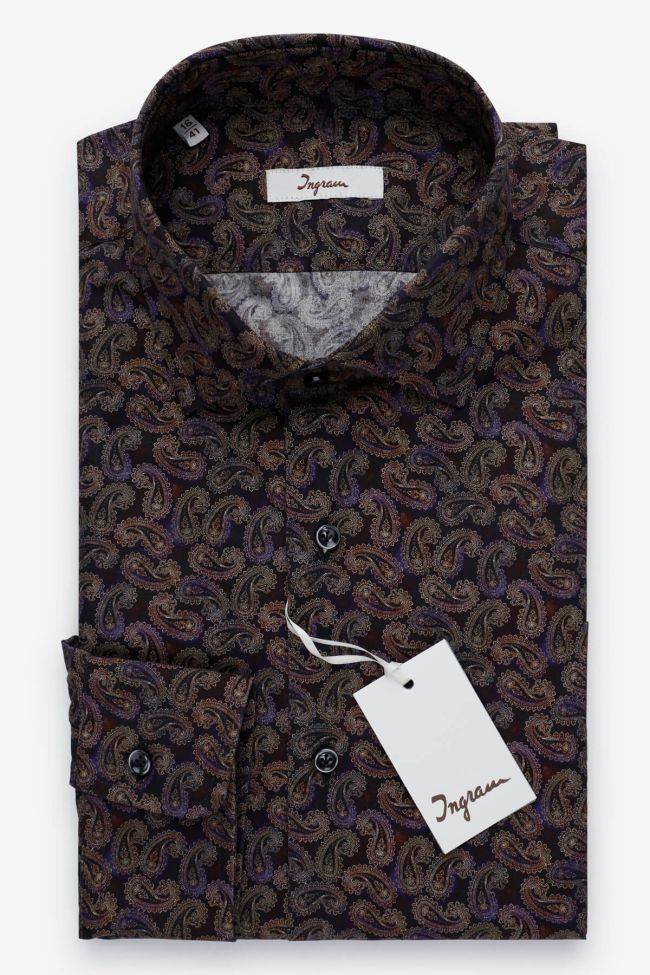 ingram Hemd Herren Ingram Slim Muster 100% Baumwolle kragen Französisch Lange Ärmel