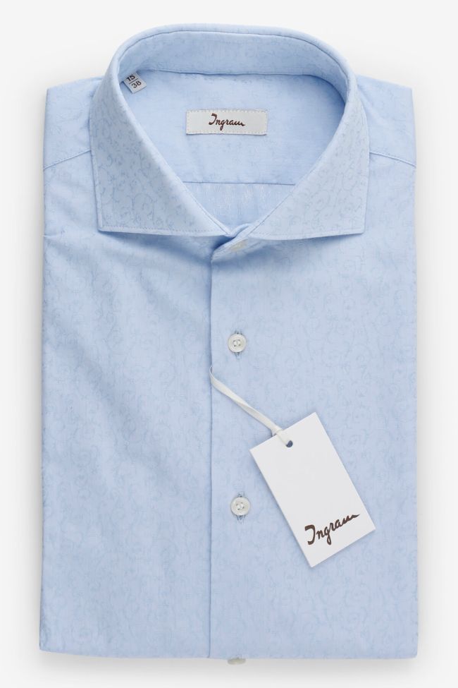 ingram Hemd Herren Ingram Slim Muster 100% Baumwolle kragen Französisch Lange Ärmel