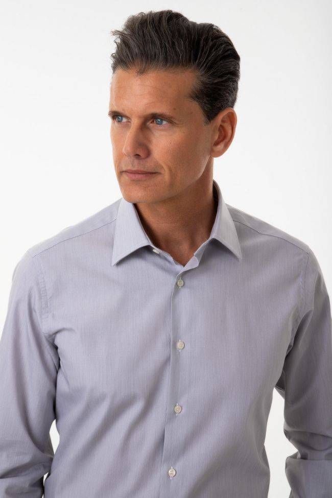 Ingram Hemd Herren Ingram Slim Streifen 100% Baumwolle Kragen Italienisch Lange Ärmel