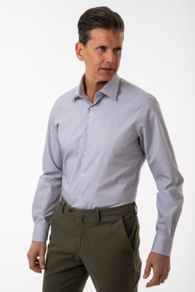 ingram Hemd Herren Ingram Slim Streifen 100% Baumwolle kragen Italienisch Lange Ärmel