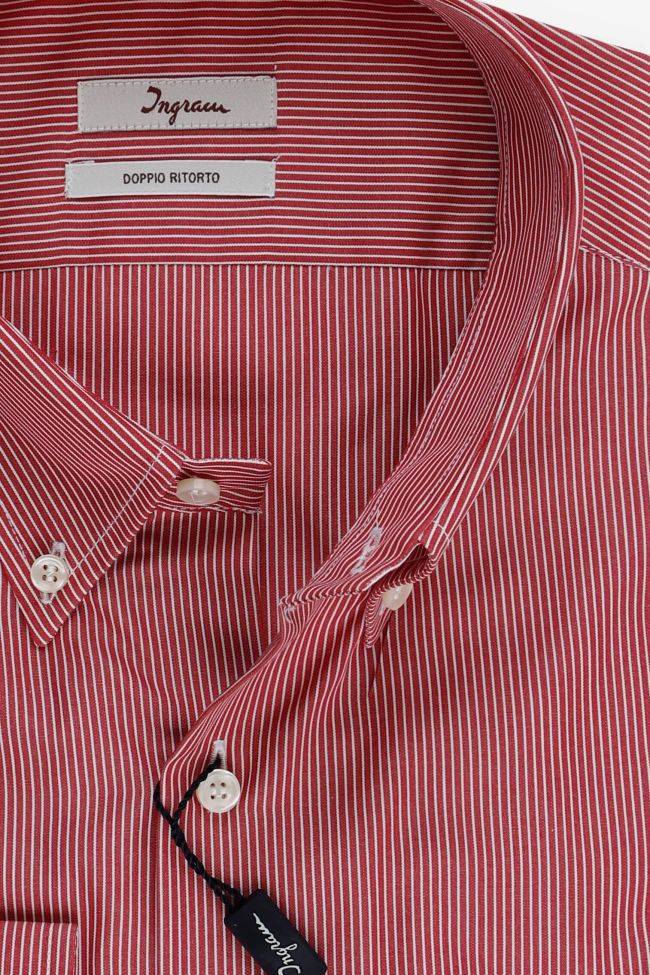 Ingram Hemd Herren Ingram Slim Streifen 100% Baumwolle Kragen Button-Down Lange Ärmel