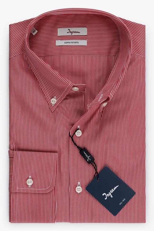 ingram Hemd Herren Ingram Slim Streifen 100% Baumwolle kragen Button-Down Lange Ärmel