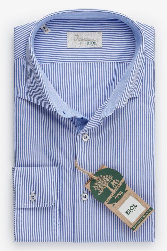 ingram Hemd Herren Ingram Slim Streifen 100% Baumwolle kragen Französisch Lange Ärmel
