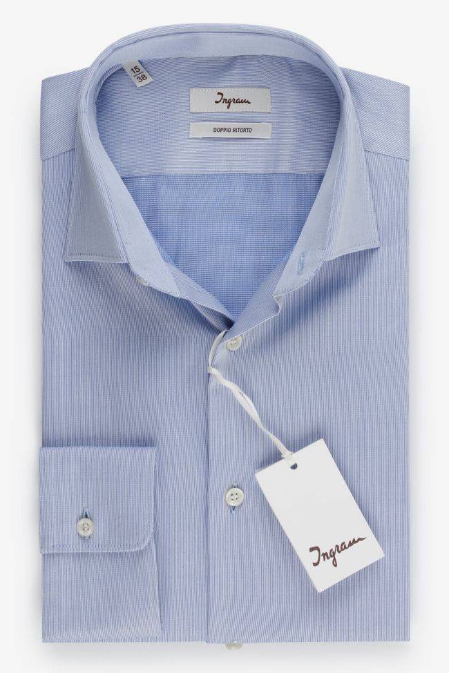 ingram Hemd Herren Ingram Slim Streifen 100% Baumwolle kragen Italienisch Lange Ärmel