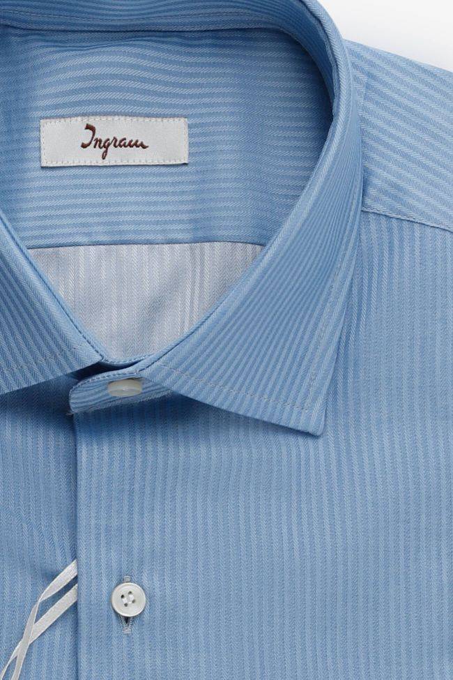Ingram Hemd Herren Ingram Slim Streifen 100% Baumwolle Kragen Französisch Lange Ärmel