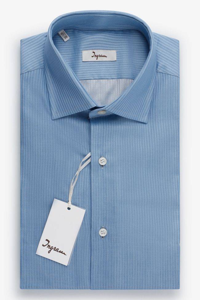 ingram Hemd Herren Ingram Slim Streifen 100% Baumwolle kragen Französisch Lange Ärmel
