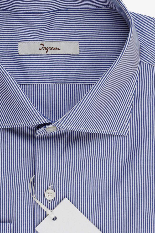 Ingram Hemd Herren Ingram Slim Streifen 100% Baumwolle Kragen Französisch Lange Ärmel