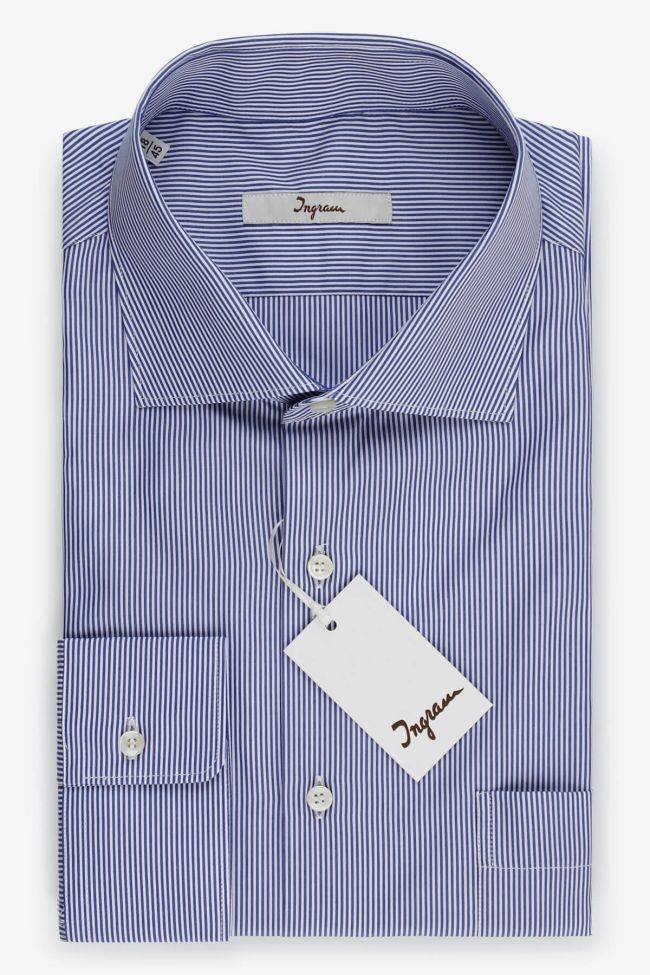 ingram Hemd Herren Ingram Slim Streifen 100% Baumwolle kragen Französisch Lange Ärmel