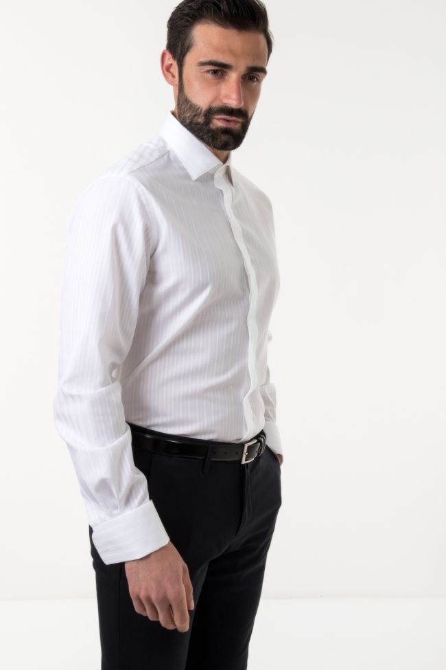 ingram Hemd Herren Ingram Slim Streifen 100% Baumwolle kragen Italienisch Lange Ärmel