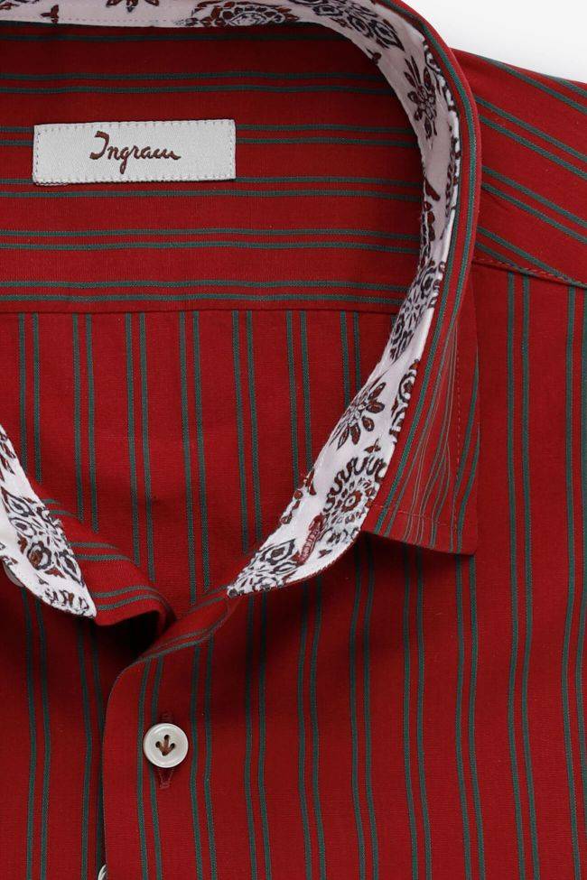 Ingram Hemd Herren Ingram Slim Streifen 100% Baumwolle Kragen Französisch Lange Ärmel