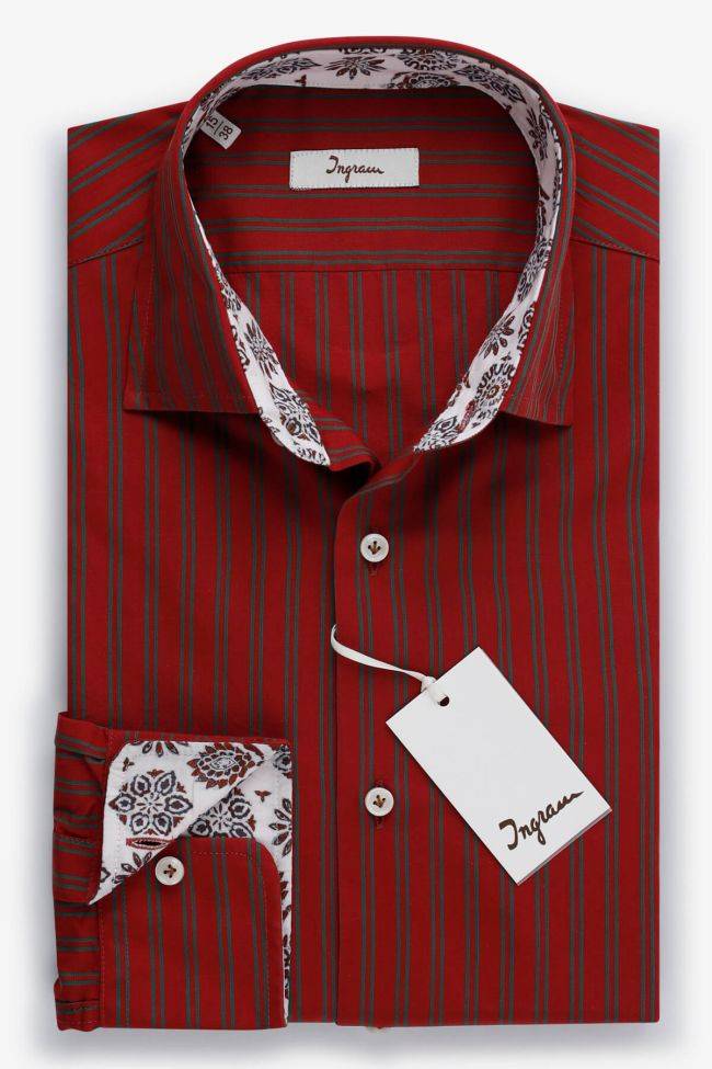 ingram Hemd Herren Ingram Slim Streifen 100% Baumwolle kragen Französisch Lange Ärmel