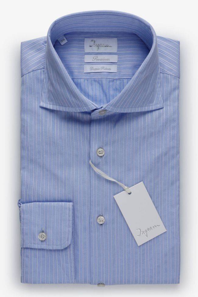 ingram Hemd Herren Ingram Slim Streifen 100% Baumwolle kragen Französisch Lange Ärmel
