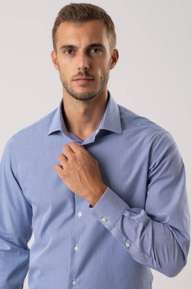 Ingram Hemd Herren Ingram Slim Streifen 100% Baumwolle Kragen Italienisch Lange Ärmel