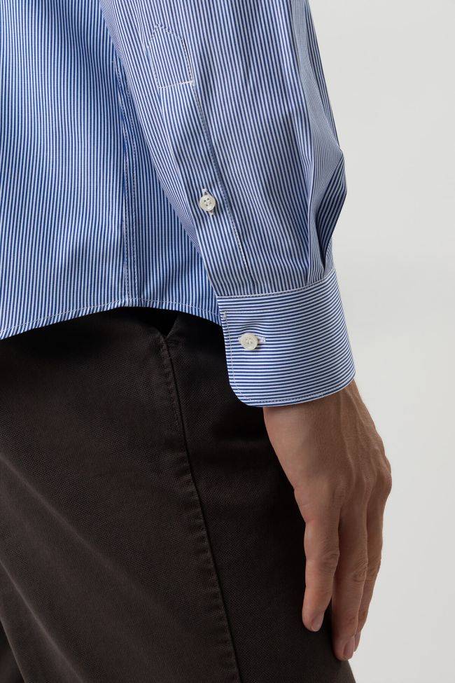 Ingram Hemd Herren Ingram Slim Streifen 100% Baumwolle Kragen Italienisch Lange Ärmel