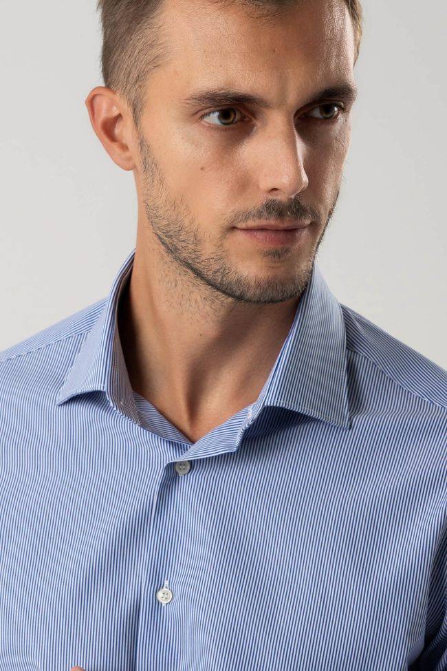 ingram Hemd Herren Ingram Slim Streifen 100% Baumwolle kragen Italienisch Lange Ärmel
