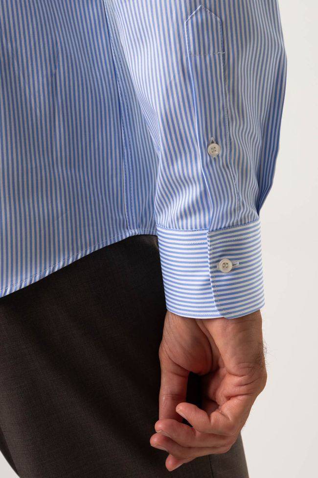 Ingram Hemd Herren Ingram Slim Streifen 100% Baumwolle Kragen Französisch Lange Ärmel