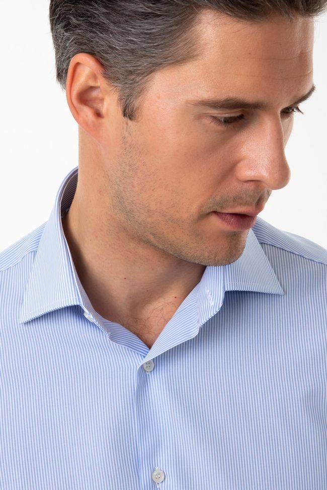 Ingram Hemd Herren Ingram Slim Streifen 100% Baumwolle Kragen Italienisch Lange Ärmel