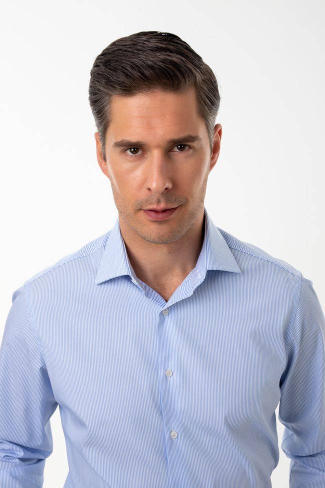 Ingram Hemd Herren Ingram Slim Streifen 100% Baumwolle Kragen Italienisch Lange Ärmel