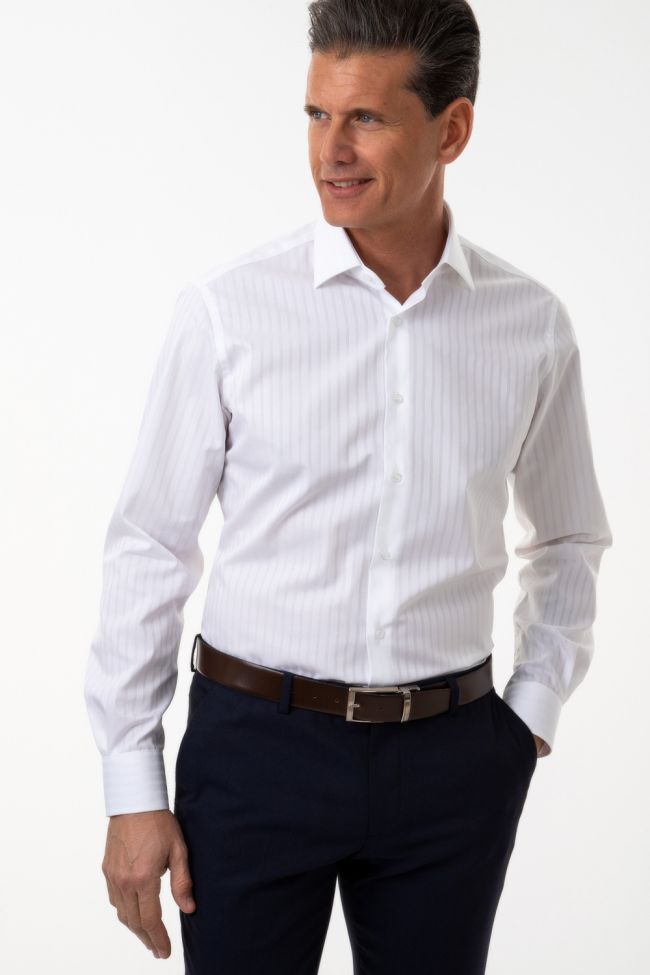 ingram Hemd Herren Ingram Slim Streifen 100% Baumwolle kragen Französisch Lange Ärmel