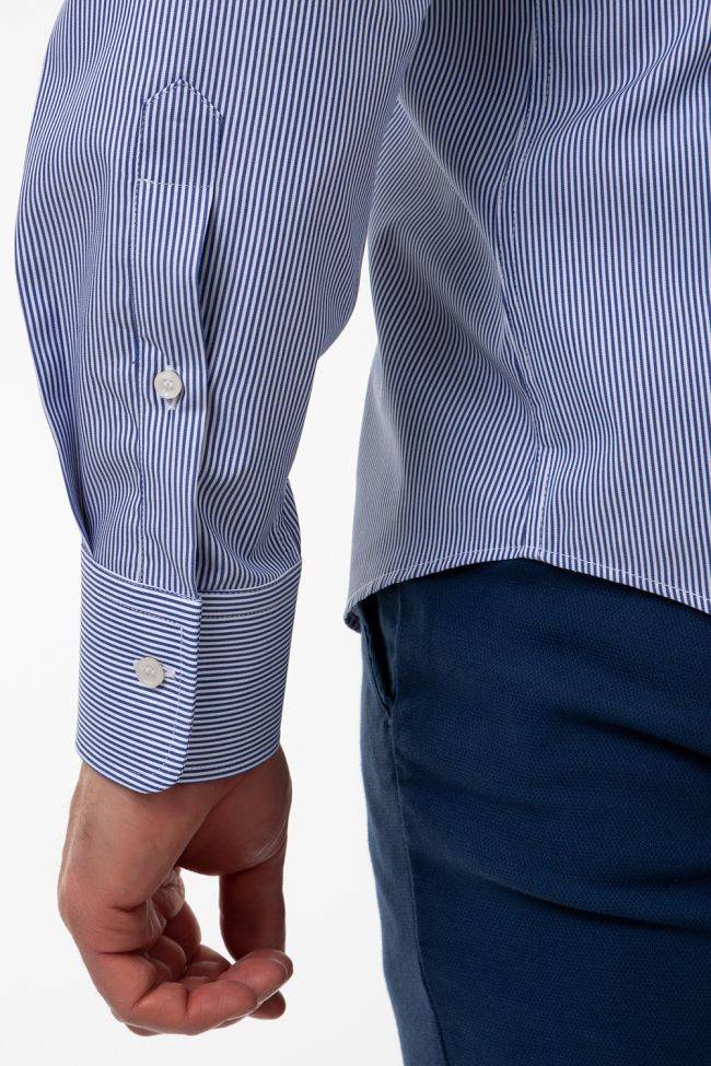 Ingram Hemd Herren Ingram Slim Streifen 100% Baumwolle Kragen Italienisch Lange Ärmel