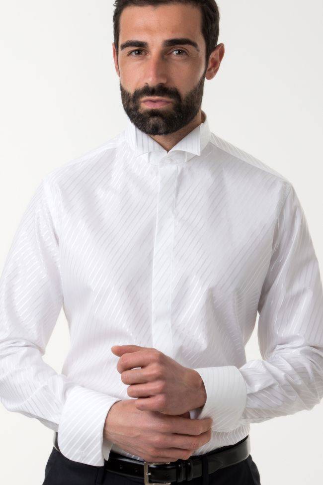 Ingram Hemd Herren Ingram Slim Streifen 60% Baumwolle, 40% Viskose Kragen Kläppchenkragen Lange Ärmel