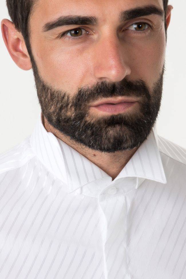 Ingram Hemd Herren Ingram Slim Streifen 60% Baumwolle, 40% Viskose Kragen Kläppchenkragen Lange Ärmel