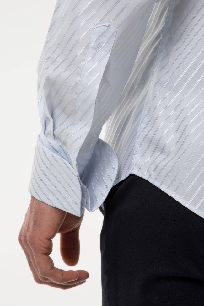 Ingram Hemd Herren Ingram Slim Streifen 60% Baumwolle, 40% Viskose Kragen Kläppchenkragen Lange Ärmel