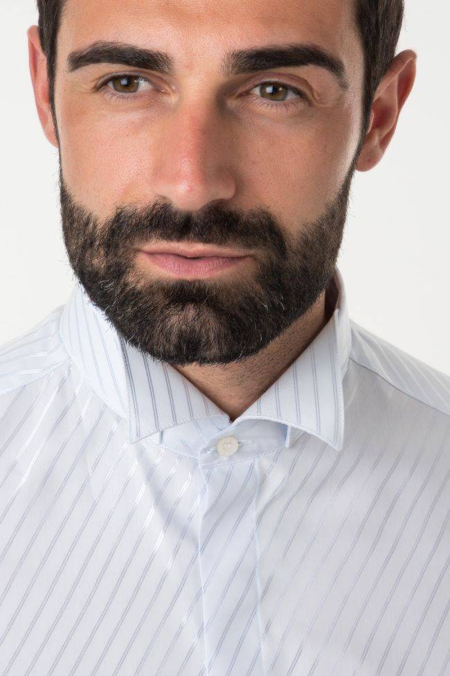 Ingram Hemd Herren Ingram Slim Streifen 60% Baumwolle, 40% Viskose Kragen Kläppchenkragen Lange Ärmel