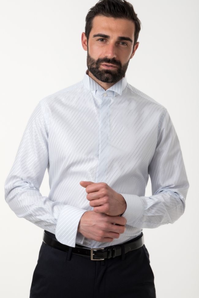 ingram Hemd Herren Ingram Slim Streifen 60% Baumwolle, 40% Viskose kragen Kläppchenkragen Lange Ärmel