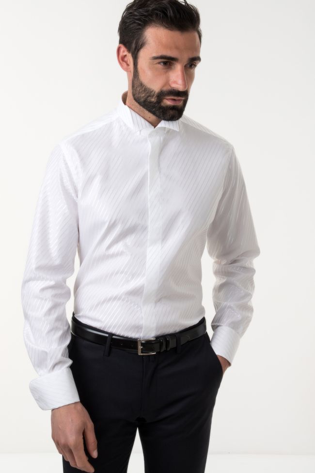 ingram Hemd Herren Ingram Slim Streifen 60% Baumwolle, 40% Viskose kragen Kläppchenkragen Lange Ärmel