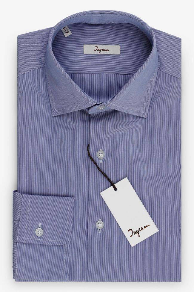 ingram Hemd Herren Ingram Slim Streifen 72% Baumwolle 3% elastan 25% pa kragen Italienisch Lange Ärmel