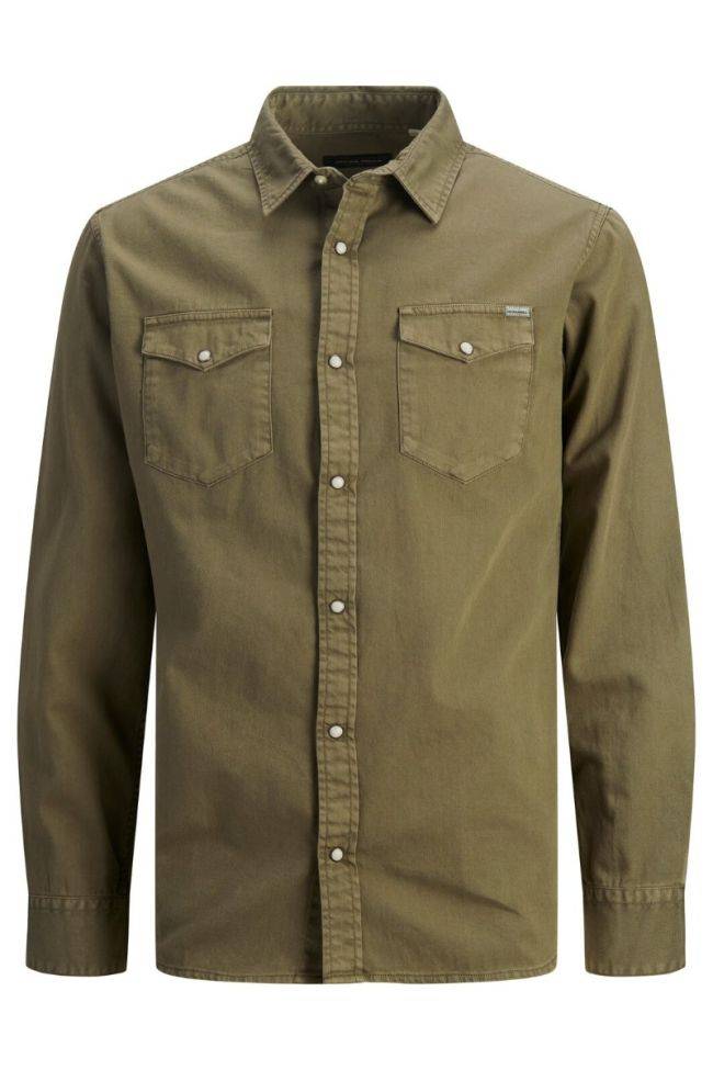 Jack & Jones Hemd Herren Jack & Jones Slim Einfarbig Kragen Italienisch Lange Ärmel