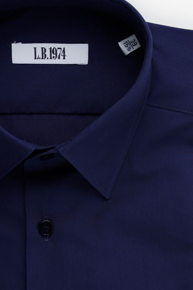 Lb1974 Hemd Herren LB1974 Slim Einfarbig 100% Baumwolle Kragen Italienisch Lange Ärmel