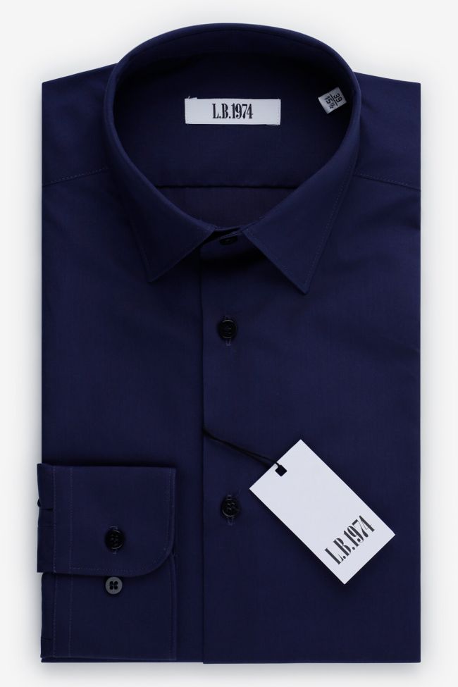 lb1974 Hemd Herren LB1974 Slim Einfarbig 100% Baumwolle kragen Italienisch Lange Ärmel