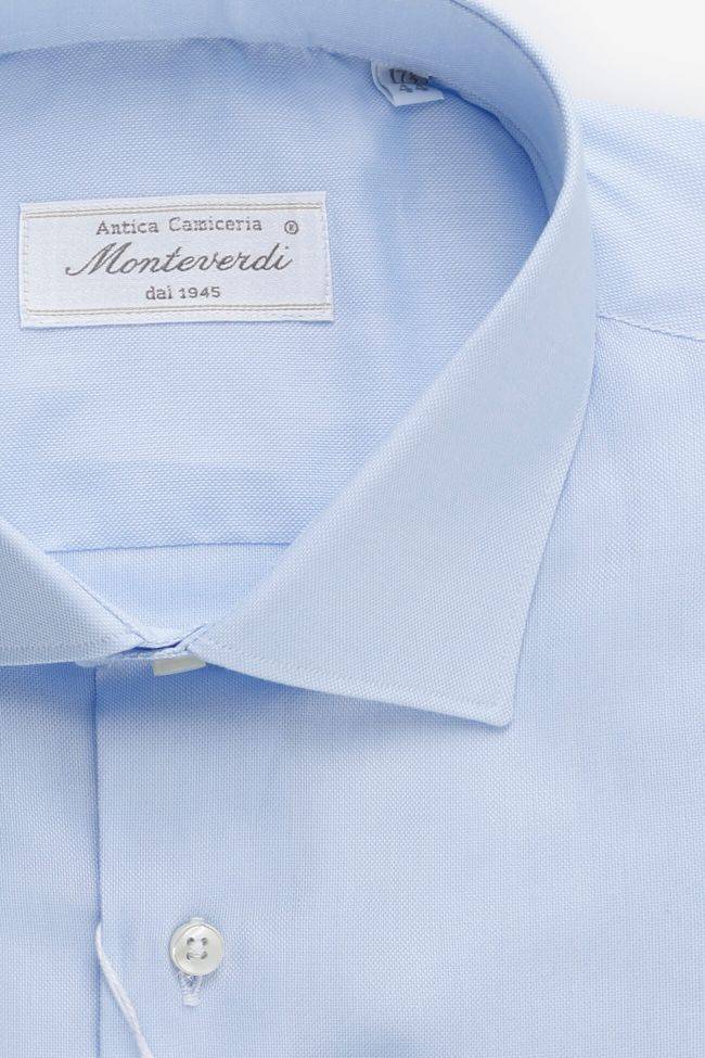 Monteverdi Hemd Herren Monteverdi Slim Einfarbig 100% Baumwolle Kragen Französisch Lange Ärmel