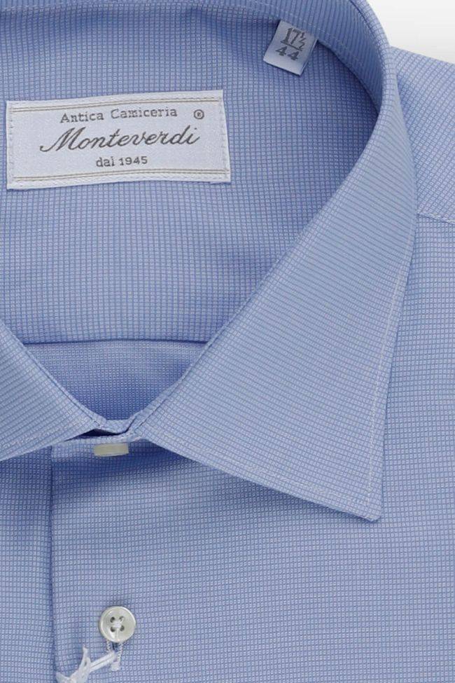 Monteverdi Hemd Herren Monteverdi Slim Einfarbig 100% Baumwolle Kragen Italienisch Lange Ärmel