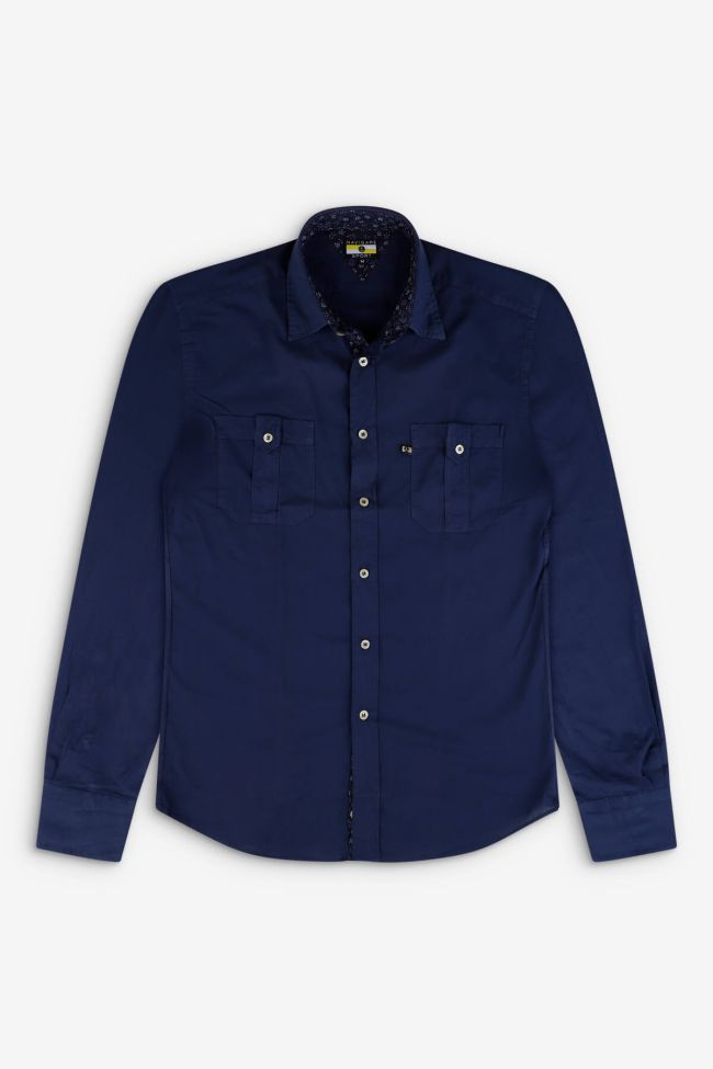 Navigare Hemd Herren Navigare Classic Einfarbig 100% Baumwolle Kragen Italienisch Lange Ärmel